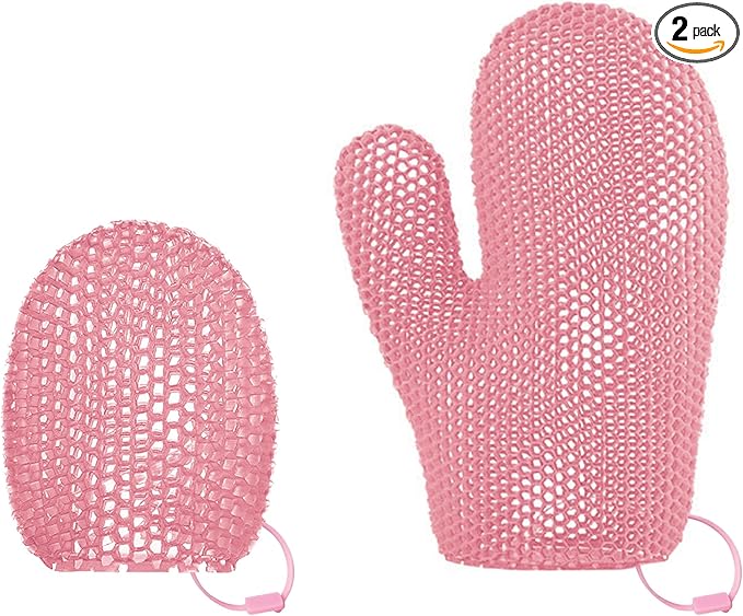 2 Pcs Honeycomb Exfoliating Mitten Set Bath Mitt Honeycomb Face and Body by HomeKitchenEssentials