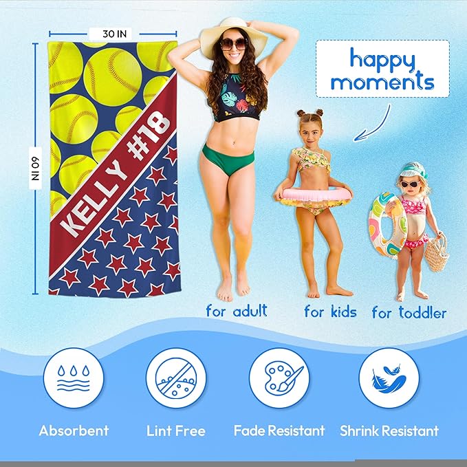Personalized Beach Towel With Name, Custom Beach Towel with Text, Customized - Image 4
