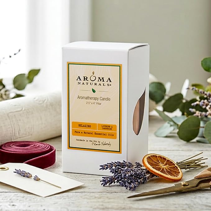 Aroma Naturals Lavender & Tangerine Essential Oil Scented Pillar Candle - Image 6