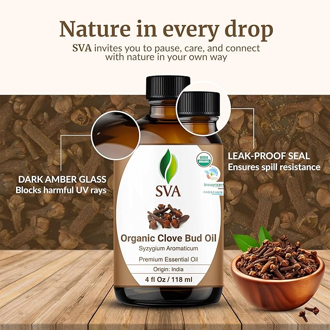 SVA Clove Essential Oil Organic – 4 Fl Oz – 100% Natural Organic Clove Oil - Image 7