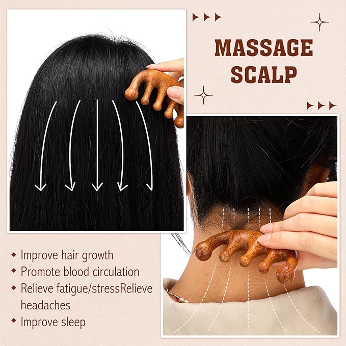 LemonRoad 12 Pack Wooden Scalp Massager Natural Sandalwood Wide Tooth Combs - Image 7