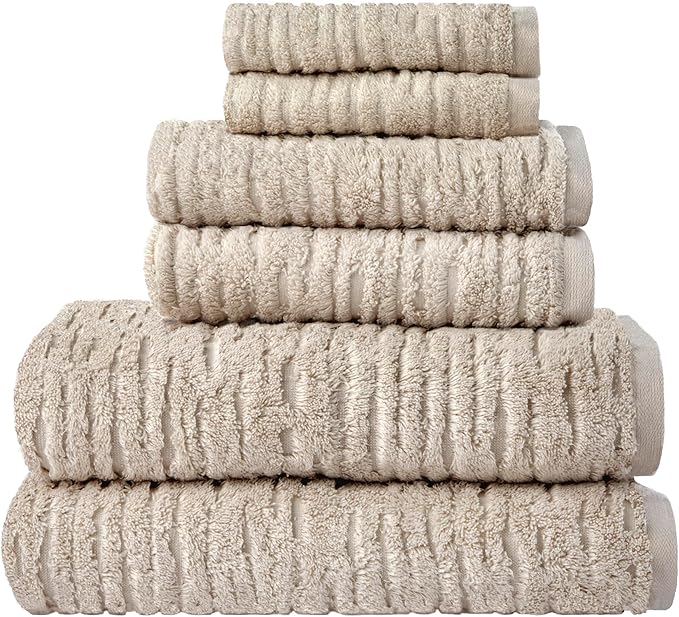 SKL Home CloudSoft 100% Cotton Luxury 6-Piece Towel Set, 600 GSM, Ultra Plush & by SKLHomebySaturdayKnightLtd