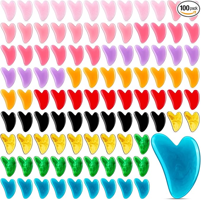 100 Pcs Gua Sha Facial Tools Bulk Resin Gua Sha Massage Tool Heart Shaped by Unknown
