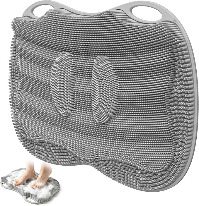 Shower Foot Scrubber Mat XL, Silicone Feet Toes Massage Cleaner -Upgraded Long by Mabnuby