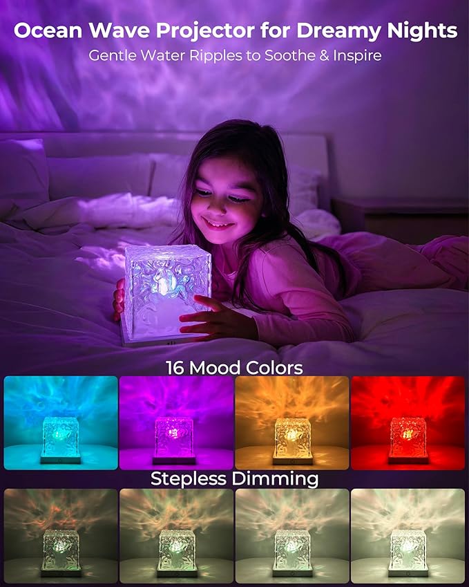 Rechargeable Shower Light No Wiring, 16 Color Ocean Wave Projector Light - Image 3