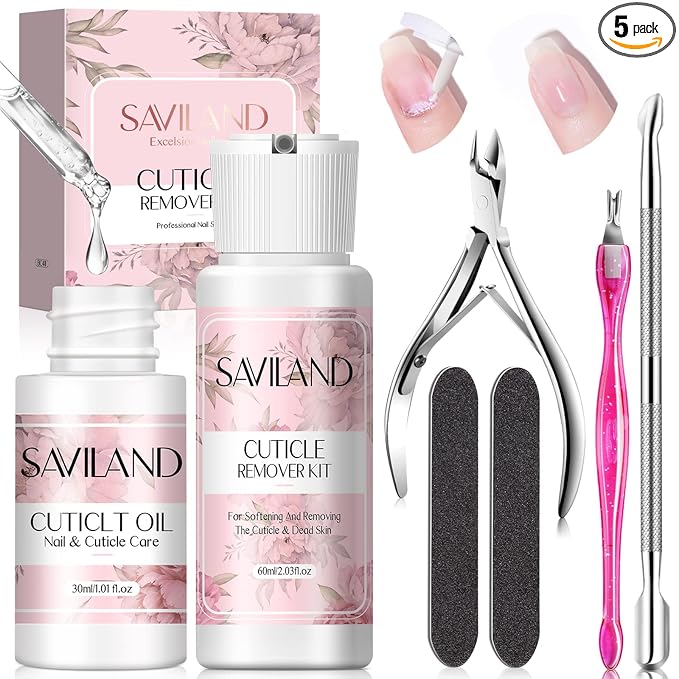 SAVILAND Cuticle Remover and Cuticle Oil Kit – Nail Care Kit by SAVILAND