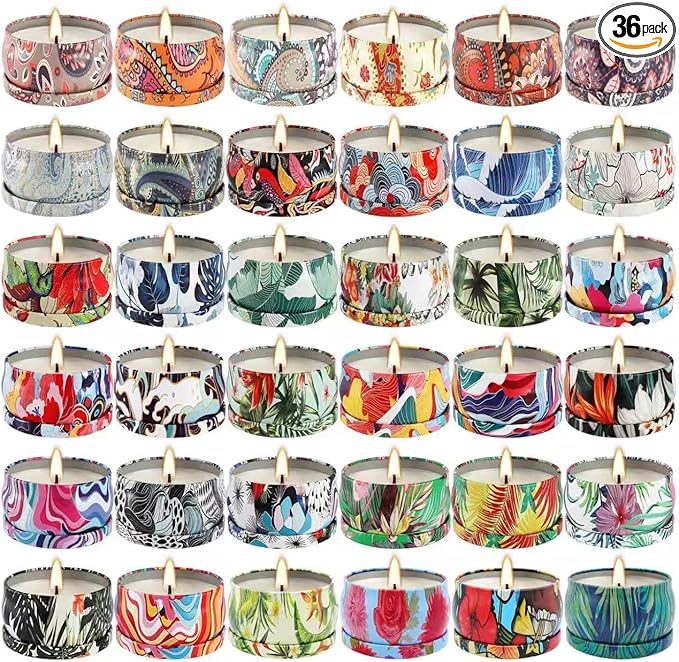 Scented Candles Gifts Set 36 Pack Soy Wax Travel Tin Jar Candles by CAKETYCG