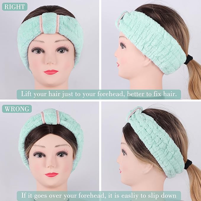DiyJibb 9 Pcs Spa Headband for Washing Face, Skincare Headband and Wristband Set - Image 8