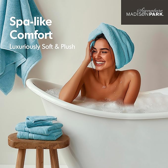 Madison Park 800GSM Bath Sheet Towel Oversized 34" x 68" 2 Pack 100% Cotton - Image 5