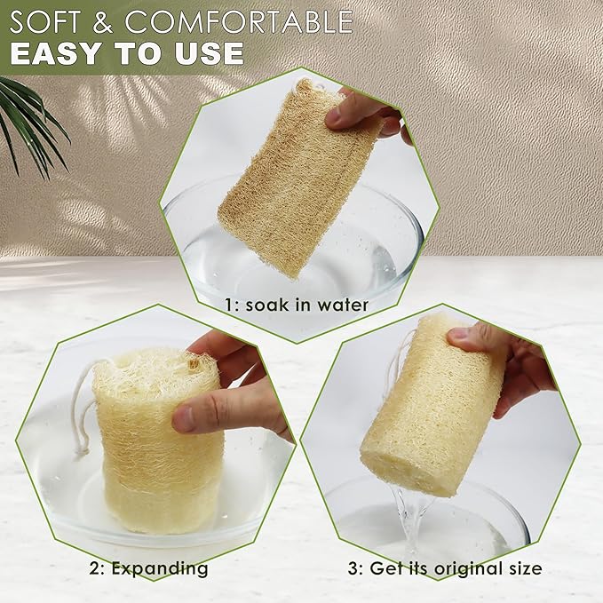 6 Pack Natural Loofah Exfoliating Body Scrubber, 5 Inches Organic Luffa Bath - Image 6