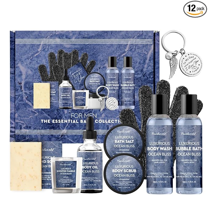Father's Day Gift 12Pcs Men's Birthday Gift Ideas Ocean-Scented Bath Spa Set by PEARLWORLD
