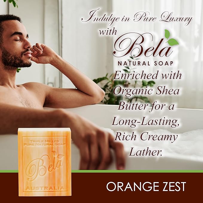 BELA Orange Zest Soap Bars 3.3 OZ Pack of 6, French Triple Milled Bar Soap - Image 6