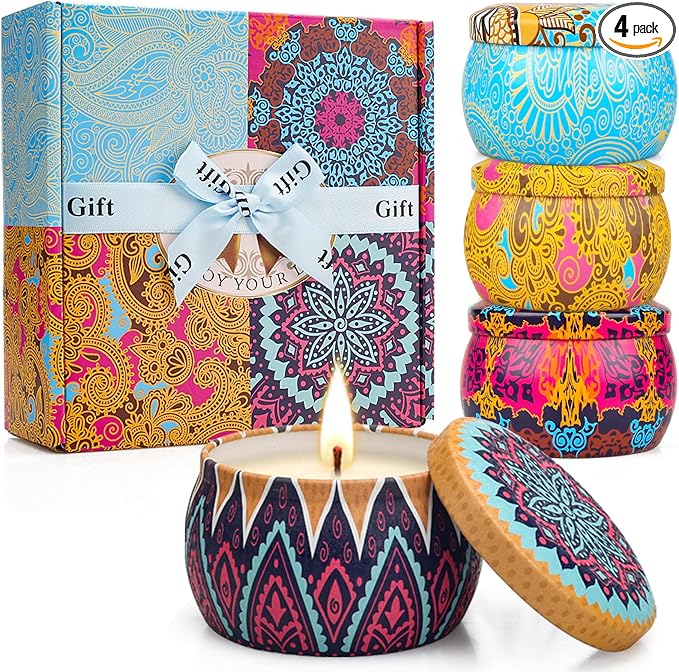 YINUO Scented Candle Gift Set for Women, 4 Pack Long-Lasting Scented Soy Wax by YINUOLIGHT