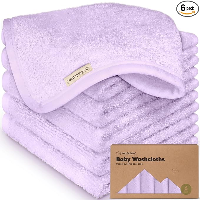 6-Pack Baby Washcloths – Soft Absorbent Viscose from Bamboo Washcloths by KeaBabies