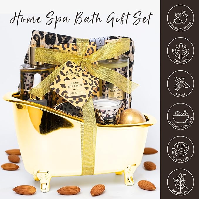 Spa Kit Gifts Basket for Women, Honey & Almond Bath & Body Gift Basket - Image 6