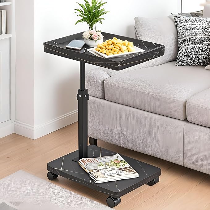 C Table End Table Adjustable Height, C Shaped End by BohodiyCShapedEndTable