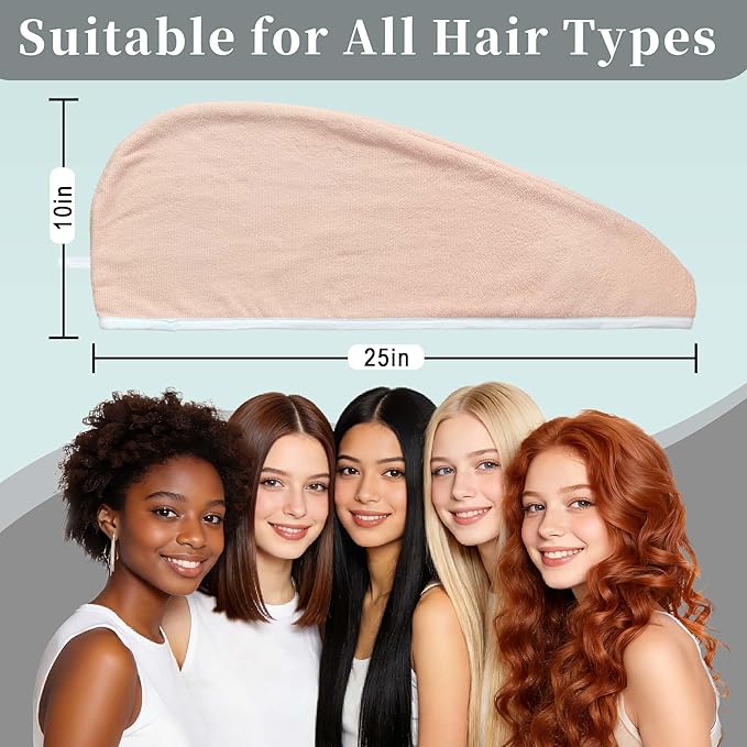 VOOVA & MOVAS Gray & Pink Microfiber Hair Towel Wrap - Image 3
