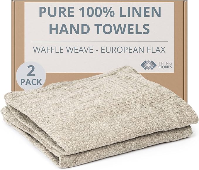 100% European Linen Hand Towels by THINGSTORIES