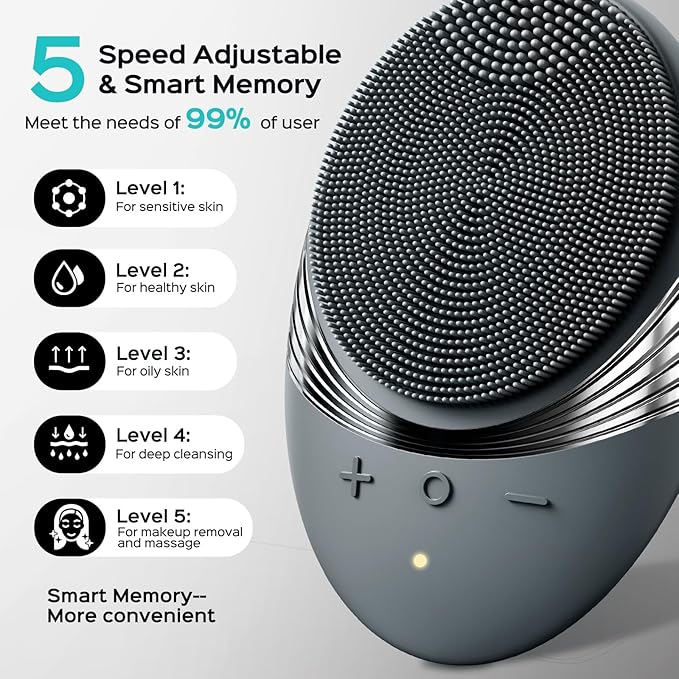 COSLUS FBS01 Facial Cleansing Brush Face Scrubber: Portable Silicone Waterproof - Image 3