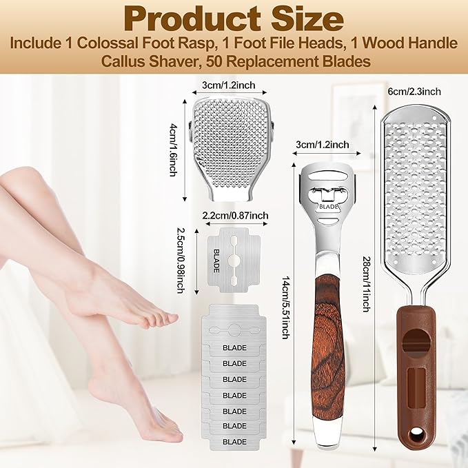 53pcs Foot File Callus Remover, Stainless Steel Large Foot Rasp Foot Scrubber & - Image 2