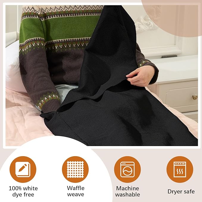 Juexica 1 Pack 70" x 30" Sauna Blanket Insert Towel Cotton Soft Waffle - Image 2