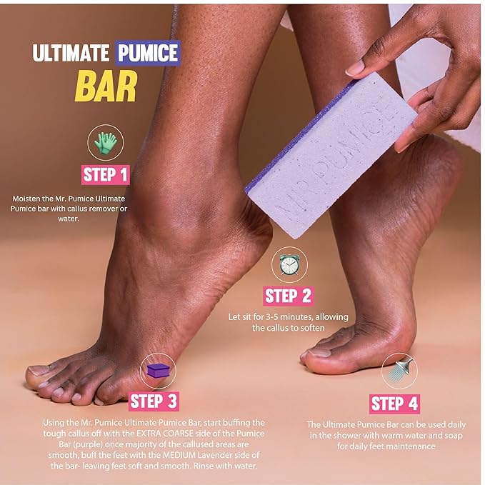 Mr. Pumice Ultimate PUMI Bar 2-in-1 Dual Grit Callus Remover, Pedicure Stone & - Image 4