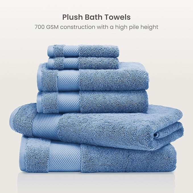 BIOWEAVES 100% Organic Cotton 700 GSM Plush 6-Piece Towel Set GOTS Certified - Image 2