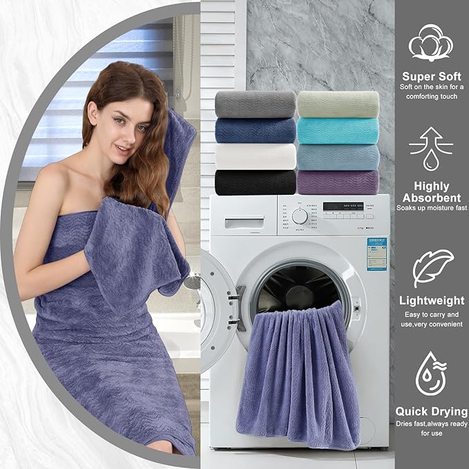 8 Piece Bath Towel Set |2 Oversized Large Bath Sheet, 2 Hand Towels, 4 - Image 8