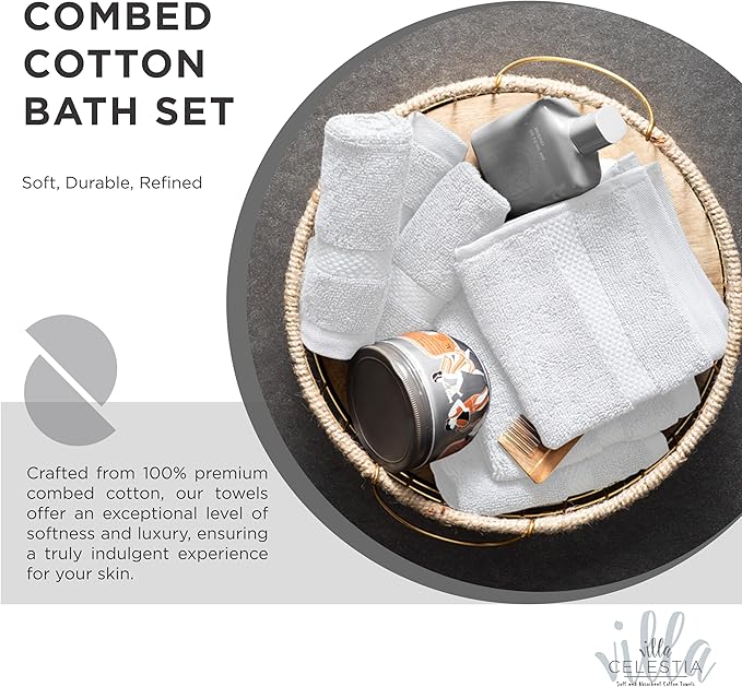 100% Combed Cotton Bathroom Towel Set of 10-2 Bath Towels, 4 Hand Towels - Image 2