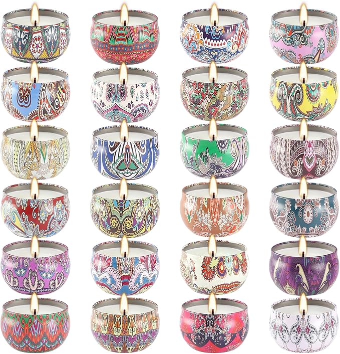 Scented Candles Gifts Set 24 Pack Soy Wax Travel Tin Advent Candles - Image 9
