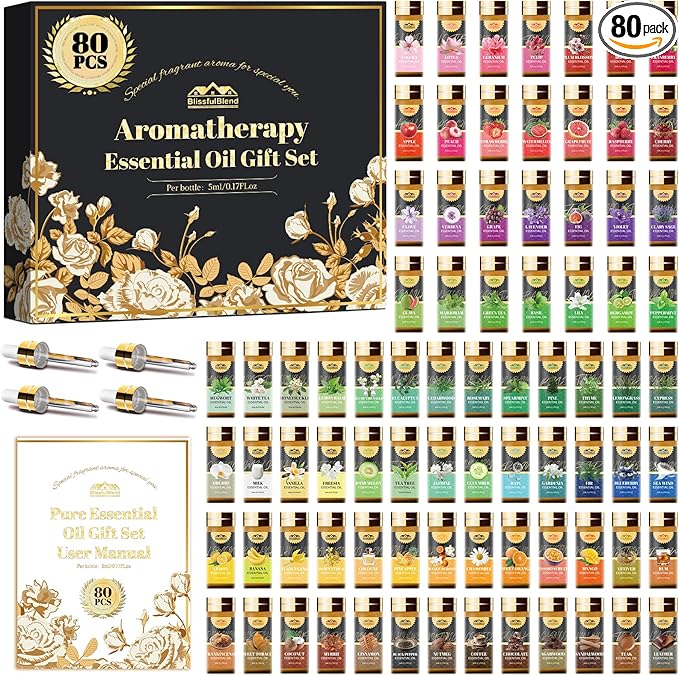 80 Pcs Pure Essential Oils for Diffusers for Home, Candle and Soap Making by Unknown