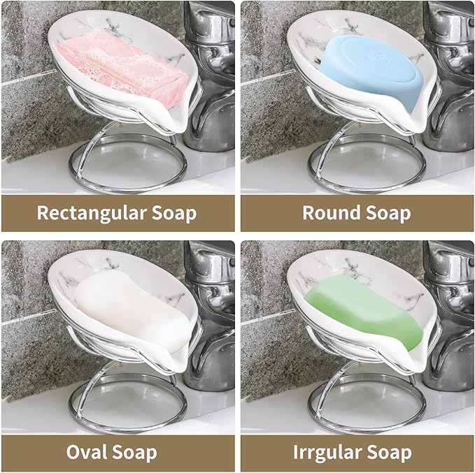 Dobbyby Leaf-Shaped Soap Dish – Premium Ceramic Soap Bar Holder - Image 4