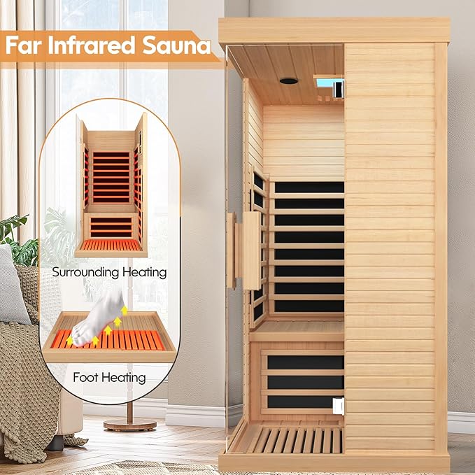OUTEXER Sauna Room Indoor Far Infrared Saunas Home Canadian Hemlock 1450W - Image 2