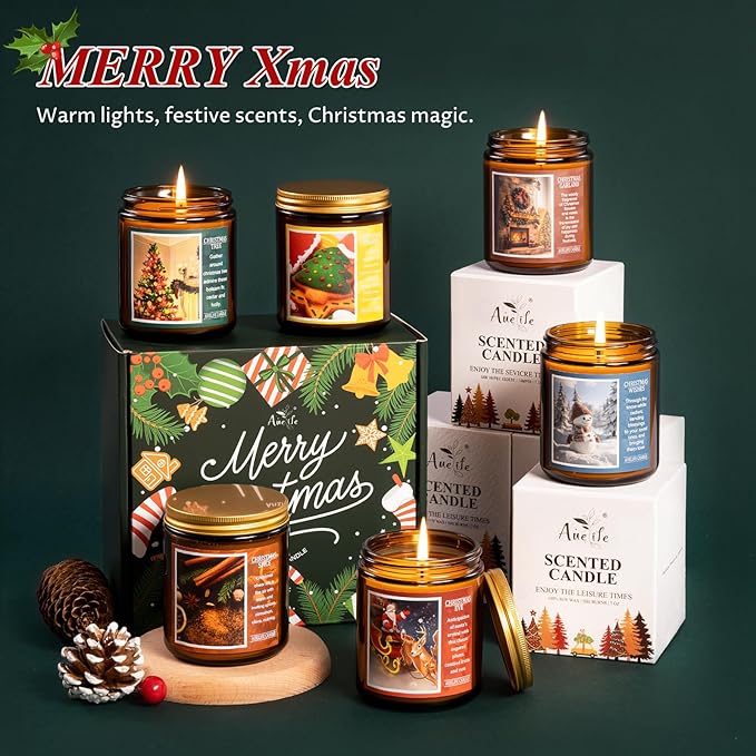 Christmas Candles | Christmas Wishes Scented Candle, Holiday Soy Wax Candles - Image 7