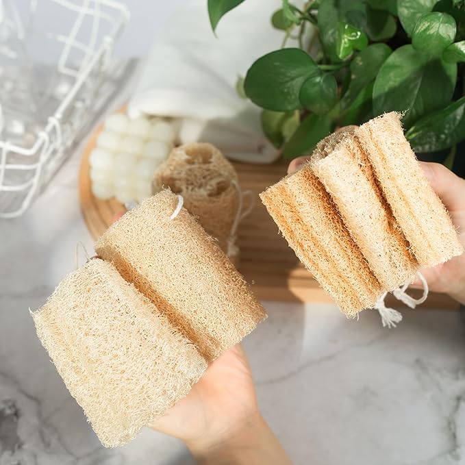Natural Loofah 6-Pack, 4 Inch 100% Plant Fiber Exfoliating Sponge, Spa & Shower - Image 8