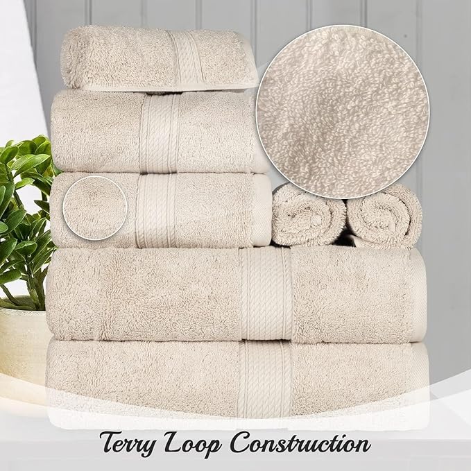 SUPERIOR Egyptian Cotton Pile Bath Towel Set of 2, Ultra Soft Luxury Towels - Image 8