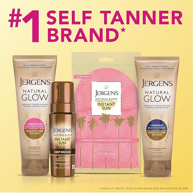Jergens Natural Glow Self Tanner Body Lotion, Daily Sunless Tanning, Medium to - Image 9