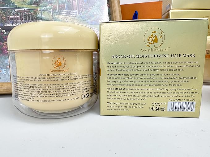 Collagen Hair Mask, Deep Repair Conditioning Argan Oil Hair Mask - Image 8