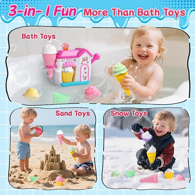 Bath Toys for Kids Ages 4-8 3-5 Toddler Bath Toys Bathtub Ice Cream Foam Maker - Image 4
