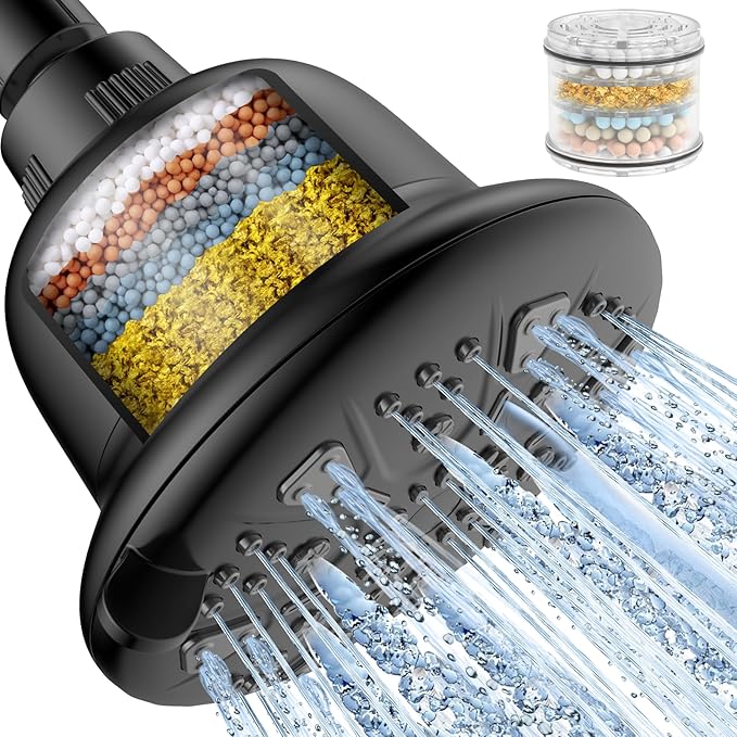 MakeFit Filtered Shower Head Matte Black- High Pressure Shower Head by MakeFit