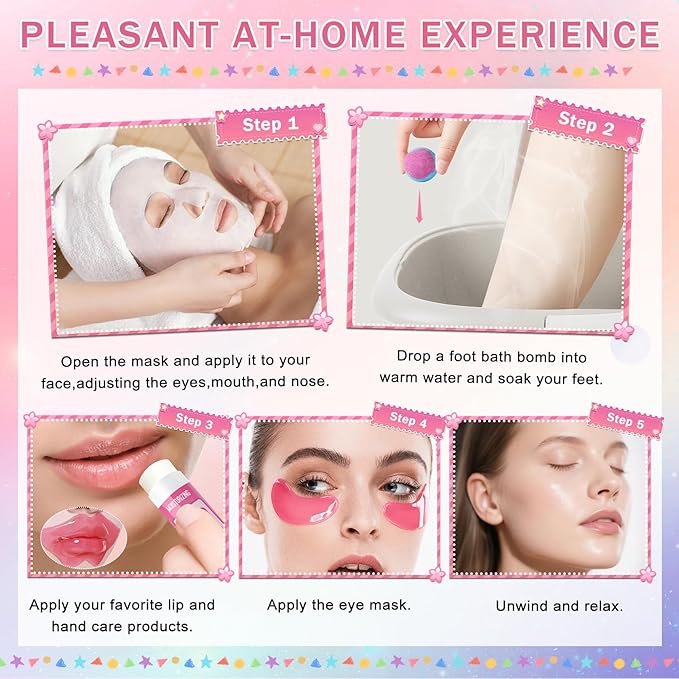120 PCS Spa Party Supplies for Girls & Women, Spa Party Favors Include Face - Image 6