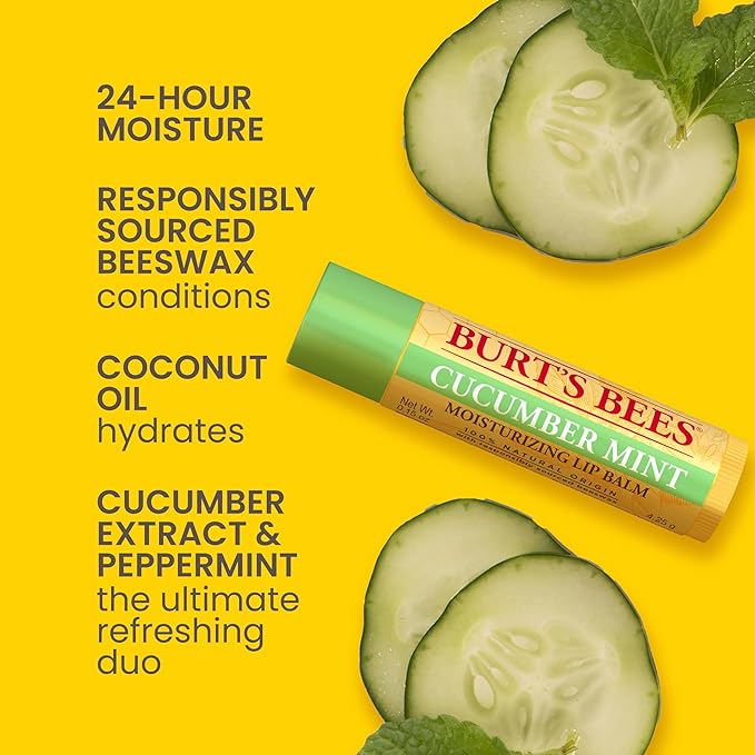 Burt's Bees 100% Natural Moisturizing Lip Balm, Cucumber Mint, Coconut & Pear - Image 2