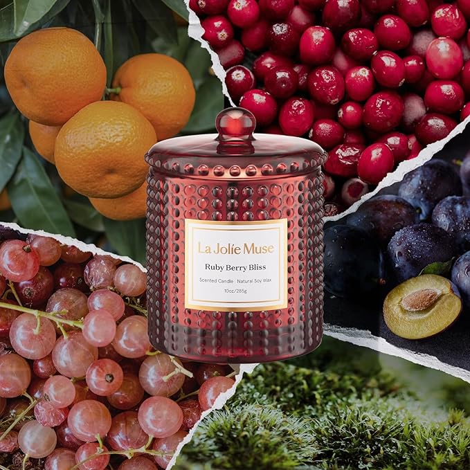 LA JOLIE MUSE Ruby Berry Bliss Scented Candle| Mandarin, Cranberry & Plum | 10 - Image 2