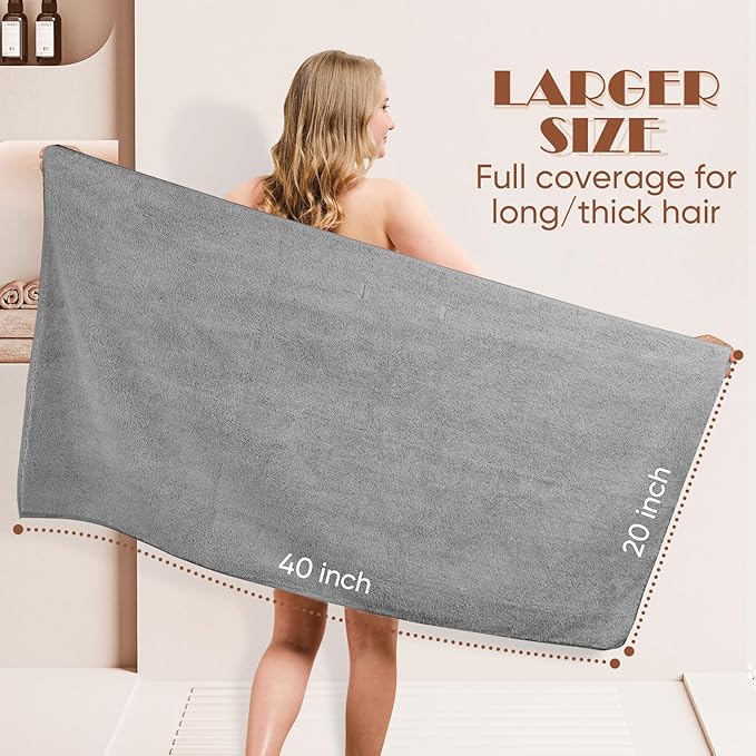 AIDEA Microfiber Hair Towel, 40 X 20 Inches Soft Wrap - Image 4