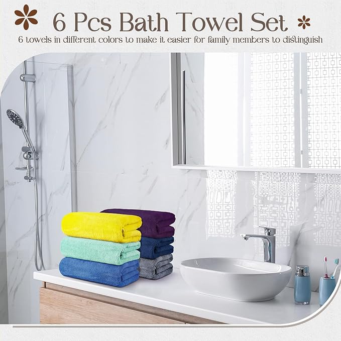 VitalCozy Set of 6 Large Bath Towels - Image 3