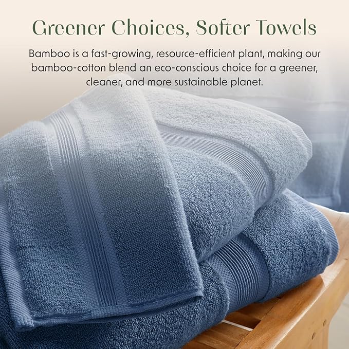 Springtree Home Luxury Bamboo Rayon Bath Towel Set 6 Piece Set | 35% Bamboo - Image 6