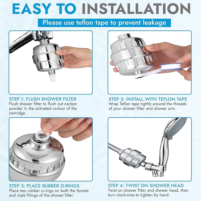 EVERGLOW High-Output Shower Filter, Dry Skin, Heavy Metals and Vitamin C Infused - Image 7