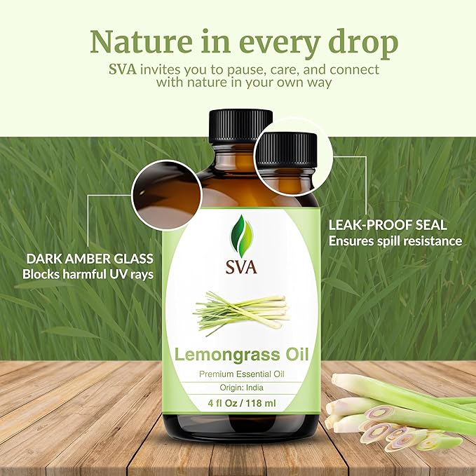 SVA Lemongrass Essential Oil – 4 Fl Oz – 100% Natural Lemongrass Oil - Image 7