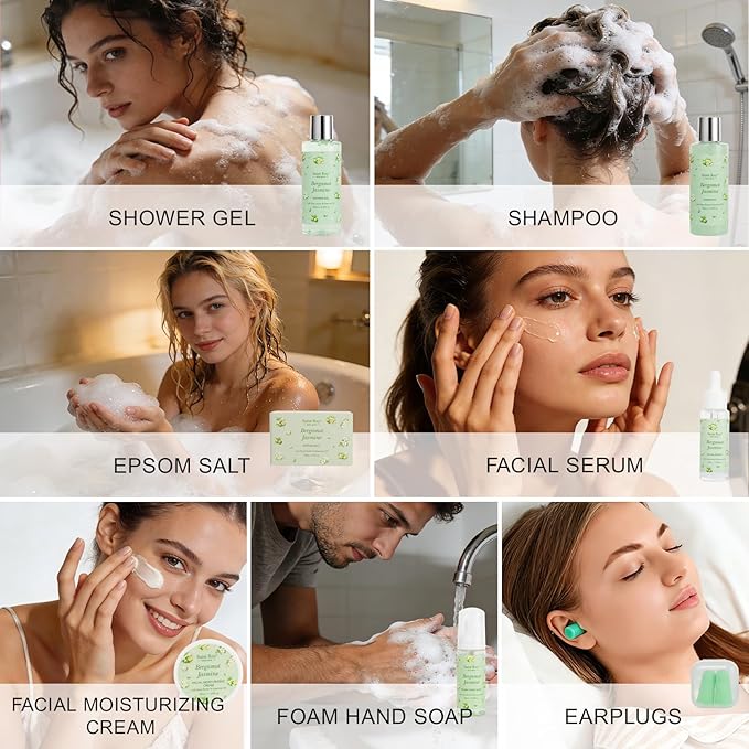 30 Pcs Spa Gifts for Women & Men, Bergamot Jasmine Bath & Body Gift Basket - Image 6
