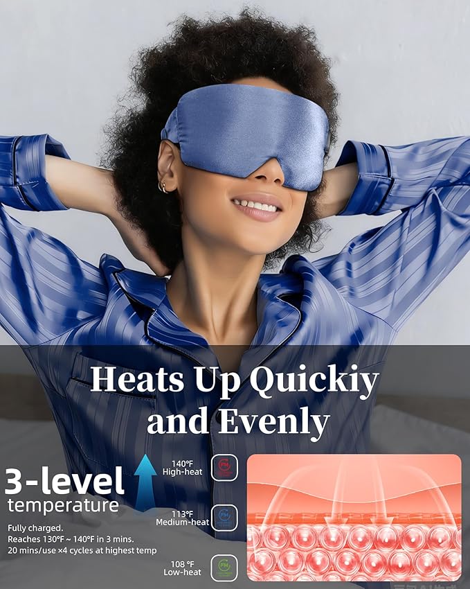 Heat Eye Mask for Dry Eyes Silk: Cordless Heated Pad for Stye Treatment Sinus - Image 3